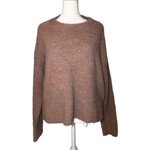 Sincerely Jules Cozy Fuzzy Sweater, Carmel /Beige, Relax Fit, Scoop Neck, Size M